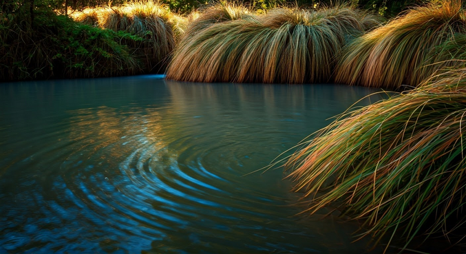 alt_text: Realistyczny obraz małego ogrodu z ozdobnymi drzewami, harmonijna aranżacja i naturalne kolory.