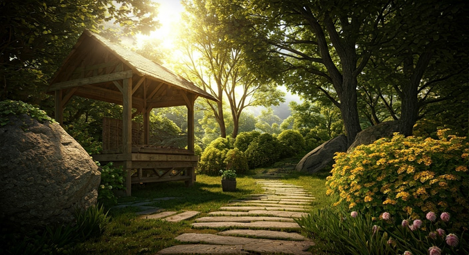 alt_text: Realistyczne zdjęcie przygotowania podłoża do hodowli grilli w ogrodzie z narzędziami.